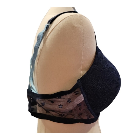 NWT Victoria Secret Lace Multi Strap Push Up Bra 40D Blue - Picture 3 of 5
